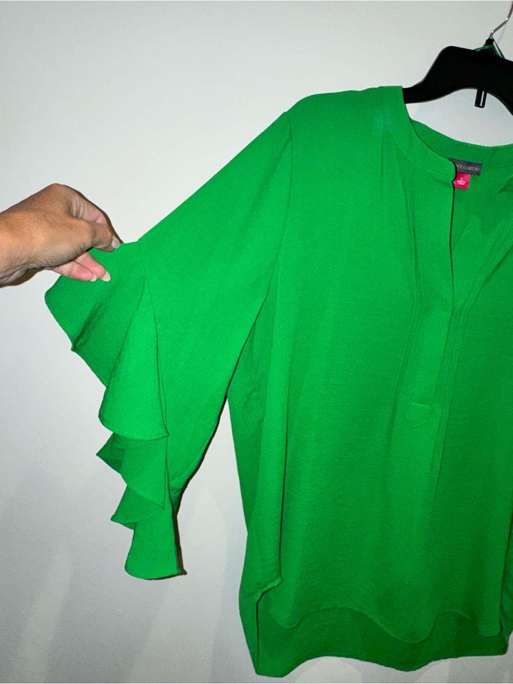 Vince Camuto Emerald Green Ruffle Sleeve Blouse - Picture 4 of 13